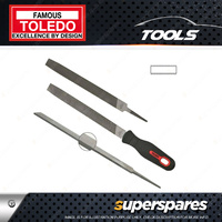Toledo 200mm Length Tapered Mill Saw File with Handle - Second Cut Carded Pack