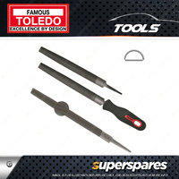Toledo 250mm Length Half Round File with Second Cut With Handle & Carded Pack