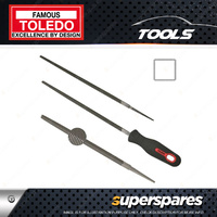 Toledo 250mm Length Square File with Smooth Cut With Handle & Carded Pack