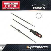Toledo 300mm Length Round File with Second Cut With Handle & Carded Pack