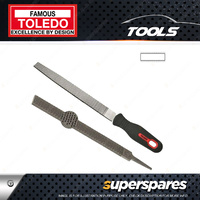 Toledo 250mm Flat Rasp with Handle Second Cut - Individual Carded Pack