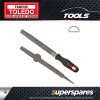 Toledo 250mm Half Round Rasp with Handle Second Cut - Individual Carded Pack