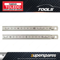 Toledo 150mm Stainless Steel Double Sided Metric Rule Numerical Marking 2