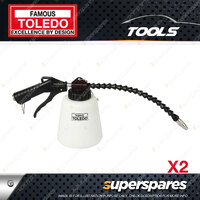 2 x Toledo Pneumatic Flexible Head Spray Cleaning Gun - 1 Litre Hose 320mm