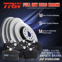 Front + Rear TRW Disc Rotors Brake Pads for Fiat Ritmo 198AXA1B 1.4L 66KW Hatch
