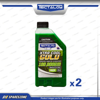 2 x Tectaloy Xtra Cool Gold Coolant Concentrate Green 1L - Inhibitor Technology