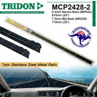 2x Tridon Metal Rail Wiper Refills for Toyota Avensis Celica Corolla ZZR122R 123
