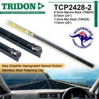 Pair Tridon Plastic Back Wiper Refills 24" 28" for Ssangyong Actyon Kyron