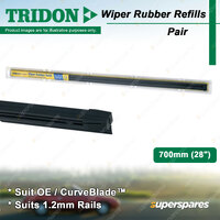 2 x Tridon Rubber Wiper Refills for Toyota Landcruiser GRJ76R URJ202 UZJ VDJ 200