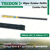Tridon Rubber Wiper Refills 26" 17" for Honda CR-V RE 2.4L 02/2007-01/2008