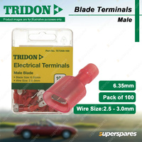 Tridon Electrical Terminals - Male Blade 6.35mm Red Wire 2.5 - 3.0mm 100 pcs