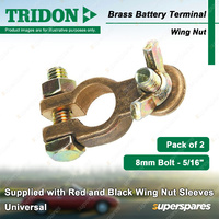 Tridon Brass Battery Terminals Wing Nut Universal 8mm Bolt (5/16") Pack of 2