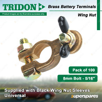 Tridon Brass Battery Terminals Black Wing Nut Universal 8mm Bolt Box of 100