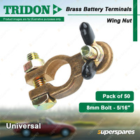 Tridon Brass Battery Terminals Black Wing Nut Universal 8mm Bolt Box of 50