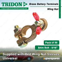 Tridon Brass Battery Terminals Red Wing Nut Universal 8mm Bolt Box of 50