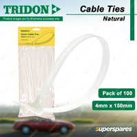 Tridon Nylon Cable Ties Natural 4mm x 150mm Pack of 100 High Quality