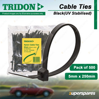 Tridon Nylon 66 & UV Stabilised Black Cable Ties 5mm x 250mm Pack of 500