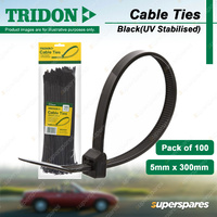Tridon Black Cable Ties UV Stabilised 5mm x 300mm Pack of 100 High Quality