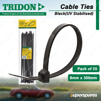 Tridon Black Cable Ties UV Stabilised 8mm x 300mm Pack of 25 High Quality