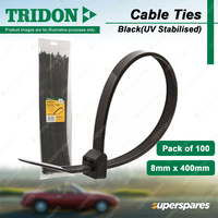 Tridon Nylon 66 & UV Stabilised Black Cable Ties 8mm x 400mm Pack of 100
