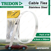 Tridon Stainless Steel Cable Ties 4.5mm x 266mm Pack of 50 High Quality