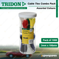 Tridon Cable Ties Combo Pack - Assorted Colours 3mm x 100mm Pack of 1000