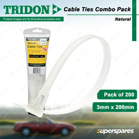 Tridon Natural Cable Ties Combo Pack 3mm x 200mm Pack of 200 High Quality