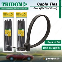 Tridon Black Cable Ties UV Stabilised 5mm x 300mm Nylon Pack of 50