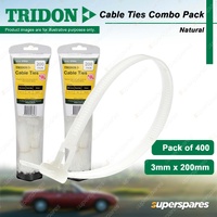 Tridon Natural Cable Ties Combo Pack 3mm x 200mm Nylon Pack of 400
