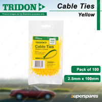 Tridon Nylon 66 & UV Stabilised Cable Ties Yellow 2.5mm x 100mm Pack of 100