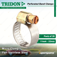 Tridon Perforated Band Micro Hose Clamps 11mm - 22mm Part Stainless 20 Pack