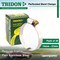 Tridon Perforated Band Regular Hose Clamps 14mm - 27mm Part Stainless Pack of 20