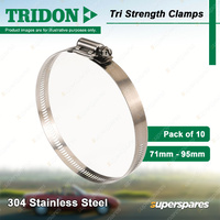 Tridon Tri Strength Hose Clamps 71mm - 95mm 304 Stainless Pack of 10