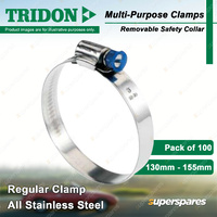 Tridon Multi-Purpose Regular Hose Clamps 130mm - 155mm With Collar 100pcs