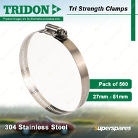 Tridon Tri Strength Hose Clamps 27mm - 51mm 304 Stainless Steel 500pcs