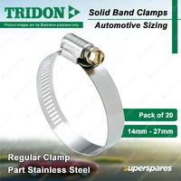 Tridon Solid Band Regular Hose Clamps 14mm - 27mm Part Stainless Pack of 20