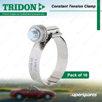 Tridon Constant Tension Clamps 27-51mm Stainless Steel - Pack of 10