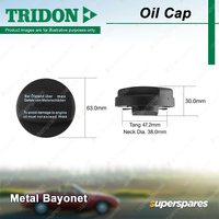 Tridon Metal Bayonet Oil Cap 38.0mm for BMW 330 d E90 3.0L 6cyl 180kW Sedan