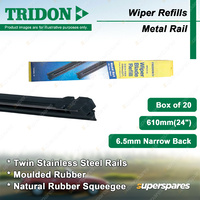Tridon 610mm 24" Square Metal Rail Wiper Refills 6.5mm Narrow Back  -Box of 20