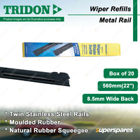 Tridon 560mm 22" Square Metal Rail Wiper Refills 8.5mm Wide Back - Box of 20