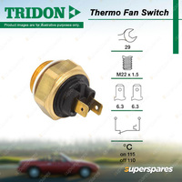 Tridon Thermo Fan Switch for Fiat 124 128 132 X1/9 1.1L 1.3L 1.4L 1.6L 1.7L 2.0L