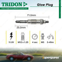 Tridon Glow Plug for Citroen Xantia TDi 1.9L XUD9TE SOHC Diesel 11/1996-12/1998