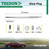 Tridon Glow Plug for Citroen C3 1.4L DV4TD 4Cyl SOHC Diesel 01/2003-01/2007
