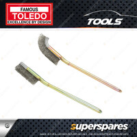 1 set of 2 pcs Toledo Steel Bristles Cleaning Brush Curved 220mm Straight 210mm