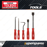 Toledo Scraper & Hook Set 5 pcs - Heat Treated Alloy Steel w/Comfort Grip Handle