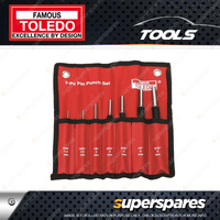 Toledo Heavy Duty Pin Punch Set 7 pcs - Size 1.5 2.5 3 4 5 6 8mm Hardened Steel