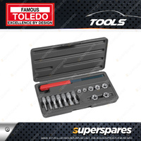 Toledo Thread Restoring Set 15 pcs - Metric Incl Thread File Thread Tap and Dies