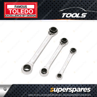 Toledo Dual Head Ratchet Wrench Set 3 pcs - Metric 8-19mm Four in One