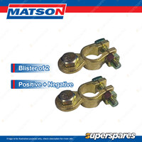 Matson Pos+Neg Brass Battery Terminal Connector - 3/8" 10mm stud Blister Pack 2