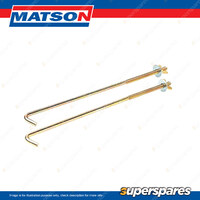 Matson Pair of 10" 254mm Battery Hold Down Bolts - Brass wingnuts